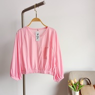 Atasan crop karet terbaru - kaos cewe lengan balon - baju crop fashion wanita - RK Karet crop ramise