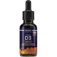 Maxion Vitamin D3 Liquid Drops 2500 IU, 1100 Drops, Helps with the Development of Bones and Teeth an