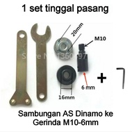 Mandrel arbor konektor adaptor dinamo M10 set ukuran 5mm 6mm 8mm 10mm 12mm