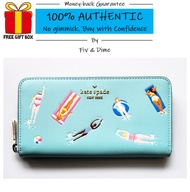 Kate Spade Pool Float Large Continental Zip Around Wallet (Comes with Kate Spade Gift Box)