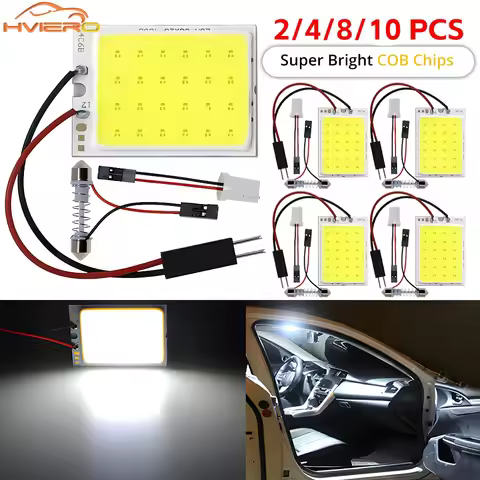 2/4/8/10pcs T10 C5W COB 16/24/36/48SMD Interior Dome Festoon Reading Lamps Car Led Parking Bulb Auto
