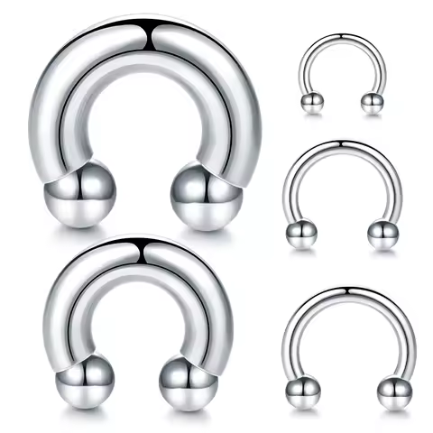 1pc Large Gauge Captive Bead Ring Stainless Steel 12G 00G Horseshoe Ring Circular Hoop Nose Septum P