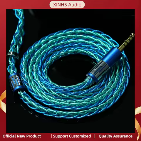 XINHS Y22 8-Core Blue Green Graphene Silver Plated Copper Hybrid Earphones HIFI Upgrade Cable,0.78 2