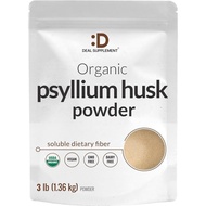 DEAL  Organic Psyllium Husk Powder, 3lbs (48oz) – Unflavored Plant Based Soluble Dietary Fiber – Gut