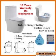 Geberit PUB Approved Baron Rimless One Piece Toilet Bowl With Geberit Flushing System White only WC