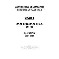『Update』Cambridge Secondary Checkpoint Year 9 Mathematics Past Year Paper [2014-2024]
