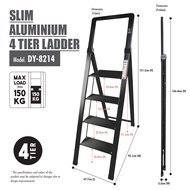 [HOUZE] SLIM Aluminium 2|3|4 Tier Steps Ladder -  Wide Steps | Foldable | Space Saving | Large | Secure