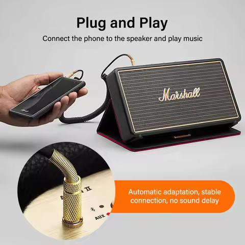 3.5mm to 3.5 mm Aux Cable For Marshall Acton 3 Kilburn 2 Speaker Headphones Car Spring Retractable T