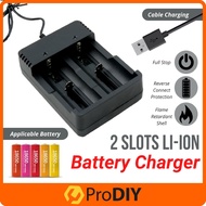 Universal Li-Ion 2 Slots Battery Charger 21700 20700 26650 18650 18490 16340 14500 10440 Pengecas Ba