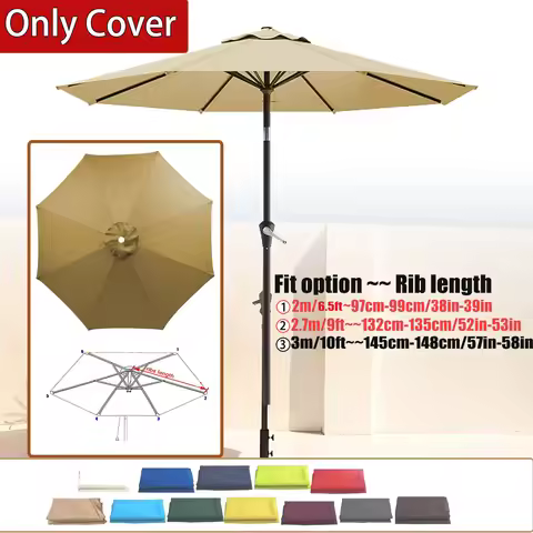 Green Replacement Umbrella Canopy 27m 8 Ribs Waterproof Garden Backyard Pool Cantilever Sunshade 9FT