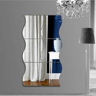 [in stock]Home Wall Sticker Mural Home Decoration6Block Wave Combination Mirror Stereo Mirror Sticker