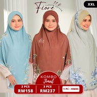 FIORE (XXL) | TUDUNG SARUNG INSTANT IRONLESS BERDAGU | BIG SIZE | BIDANG 60 | MOSS CREPE | AWNING COTTON | UMRAH HAJI