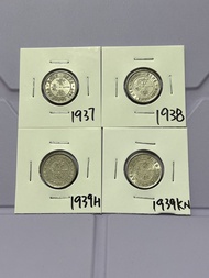 （銀色男皇壹毫一套4枚）香港硬幣英皇佐治六世1937-39年壹毫 Government of Hong Kong King George VI $0.1