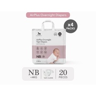 Applecrumby® AirPlus Overnight Tape Newborn Diapers (4 Pack)