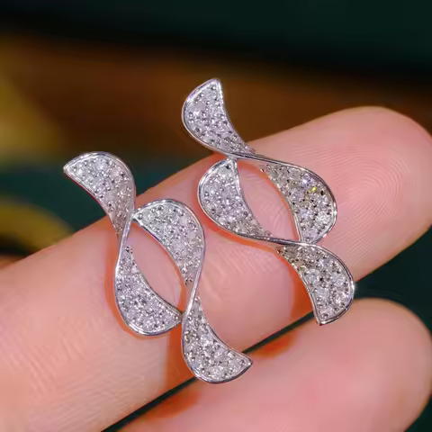 Huitan Dainty Exquisite Twisty Shape Stud Earrings for Women Silver Color Zirconia Jewelry for Daily