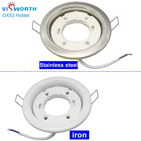 VisWorth GX53 Lamp Holder White and Silvery Stainlness Steel Body GX53 Light Base With 10cm Wire fix