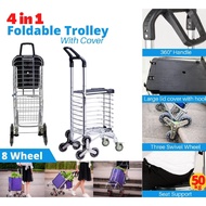 Troli Angkat Barang Shoping 4 in 1 Foldable 8 Wheel Stair Climber Lid Cover Aluminium Folding Grocer