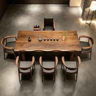Solid wood large tea table, wooden tea station for home use, office tea table and chairs