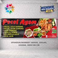 Spanduk Banner MMT Warung Makan Pecel Lele Pecel Ayam & Seafood Outdoor Bisa Request Desain