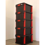 5 Tier Plastic Drawer / Storage Cabinet / Plastic Cabinet / Laci / Almari Baju / Cloth Cabinet