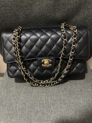CHANEL cf medium 25cm caviar blk ghw全新黑金荔枝皮