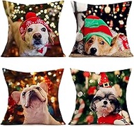 Cushion Cover, 65x65cm Set of 4, Christmas Animal Soft Velvet Throw Pillow Cases 26x26in, Square Sofa Cushion Cover with Invisible Zipper for Couch Bed Car Bedroom Home Decor