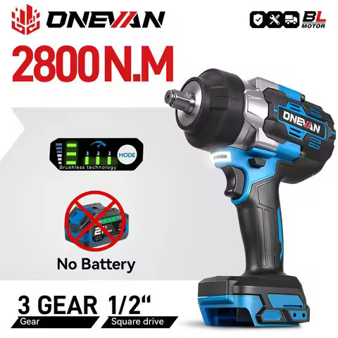 ONEVAN 2800N.M Brushless Cordless Electric Impact Wrench Power Handheld Screwdriver Car Repair Tool 