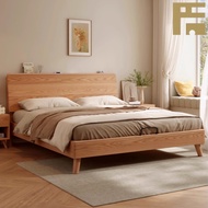 M·O Bed Frame Double Bed 1.8m Household Bed 1.5m Oak Bed Frame Rental Room Bed