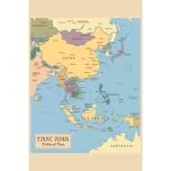 Hottest Vintage Map of East Asia Travel World Map Posters For Wall Map Art Wall Decor