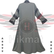 030424 Baju Muslim Abaya Hikmat Fashion A5599 Grey Gamis Pesta⠀⠀