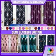 CROCUS_ Modern Semi Blackout 2in1 Curtain Hook Rod type Langsir Pintu Tingkap Door Curtain Ready Stock Malaysia CANTIK