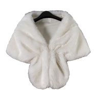 Women Autumn Winter Artificial Fur Shawl Solid Color Thickened Warm Coldproof Cape Coat Formal Party