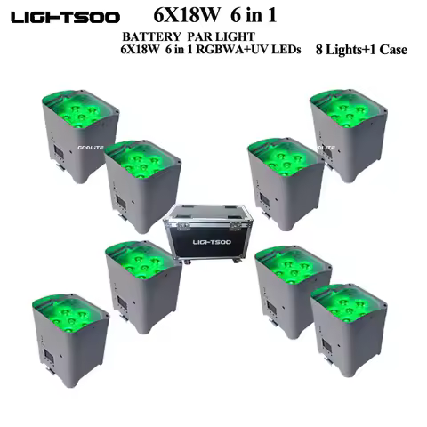 8Pcs/Lot 6x18W RGBWA+UV 6in1 LED Wireless Battery Par light For Stage Show Disco DJ Party Club Bar F
