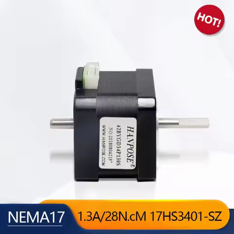 NEMA17 Dual Axis Stepper Motor 28N.cm 1.3A 2 Phase 4 Leads 17HS3401S-SZ 1.8 Degree CNC Engraving Mac