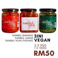 Vegan  Sambal Set Trio (Ready to Eat) Sambal Pedas Vegetarian Ori Indonesia