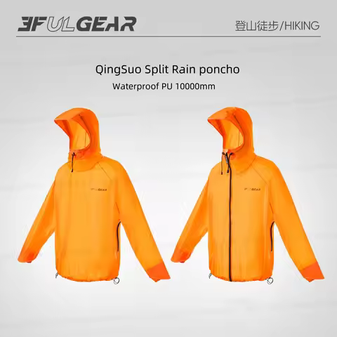 3F UL GEAR QingSuo Spilt Rain poncho Outdoor Ultralight Sleeve Rain Coats 15D Nylon Waterproof Hikin