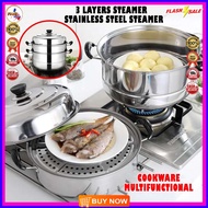 80#eOriginal 3 Layers Steamer for Puto 3 Layer Siomai Steamer Stainless Cookware Multifunctional