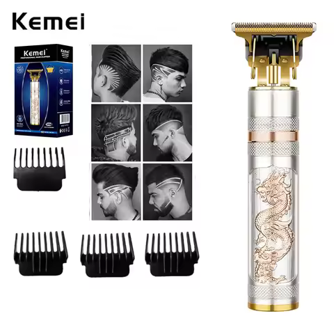 Kemei Vintage T9 0MM Electric Cordless Hair Cutting Machine Professional Hair Barber Trimmer Men Cli