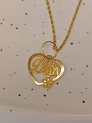 916 Gold Custom Name Pendant - Love Flower 1.5cm 0.3g ± (Laser Mark)