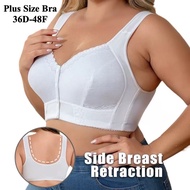Plus Size Front Closure Bra Wireless Comfort Support Full Cup Underwear for Women Side Support Wide 