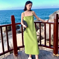 HIJAU Green Women's Dress Elegant/ Dress Casual Dress Imported D0885 green dress Korean style dress