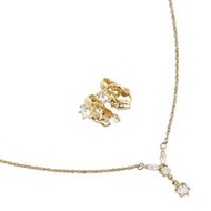 二手NINA RICCI耳環套裝，含鍍金水鑽項鍊，約4.1公克。女士款。