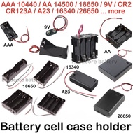 Battery Holder Casing with On & Off Switch 1 2 3 4 Slot AA AAA 14500 18650 9V 3.7V 1.2V 1.5V 12V 266