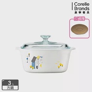 【美國康寧 Corningware】丹麥童話方型康寧鍋3L 贈康寧多功能導磁盤24cm