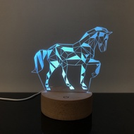 3D Solid wood night light USB Remote Control Touch-Control Creative Cartoon Bedroom Gift Lamp Promot