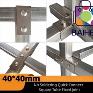 BAIHEE Square Tube Connector, carbon steel solderless Pipe Fixed Joint,  40*40mm galvanizing Fixed P