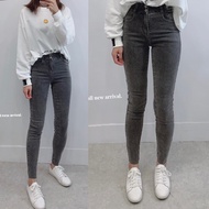 Korean Soot Double Button Non-Trimmed Stretch Jeans Narrow-Leg Pants Pencil 3-2-A