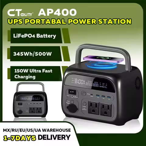 CTOLITY AP400 345WH 500W Portable Power Station Camping Solar Generator 108000mAh LiFePo4 Battery En