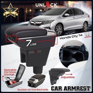 UNLOCK🔓 2 Layer 7 USB Car Arm Rest Armrest Console Box Adjustable with Cup Holder Storage Box Perodu