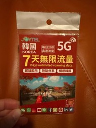 韓國7天數據卡/Joytel Korea 7-Day Unlimited Data SIM Card